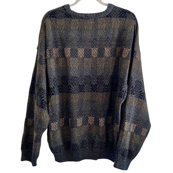 Vintage Towncraft Checkered Acrylic Oversized Grandpa Slouchy Sweater Size 3XL - Picture 1 of 8